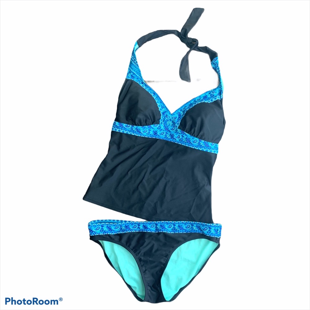 Athleta Blue and Black Bikini Set
